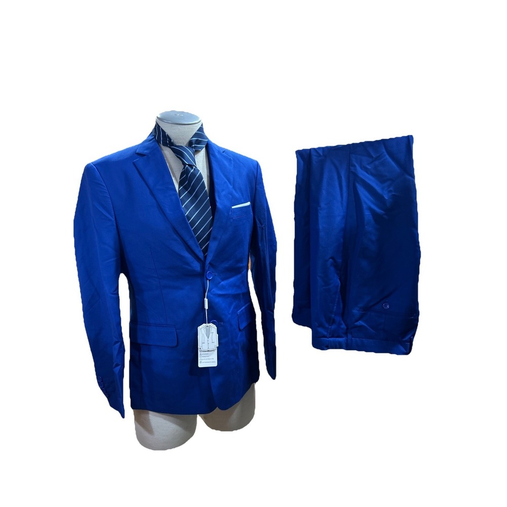 Wehilion Mens Suit 4 Pieces Set Size Medium Royal Blue